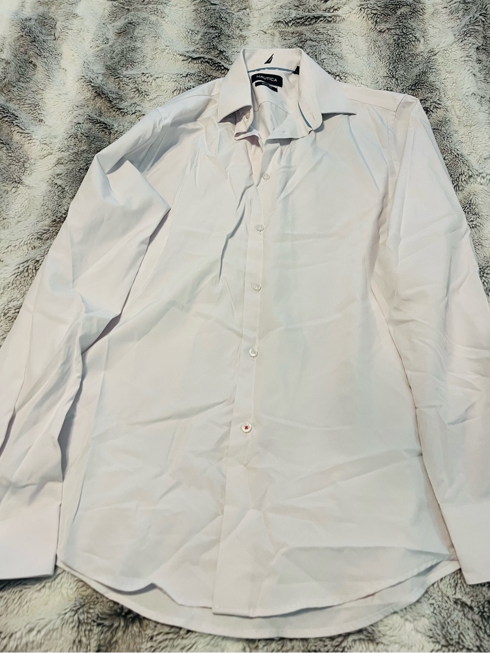 Nautica White Long-Sleeve Button-Up Dress Shirt